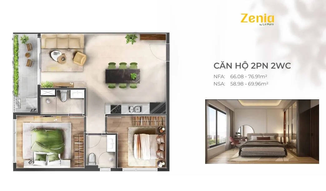 Căn hộ 02PN-2Wc