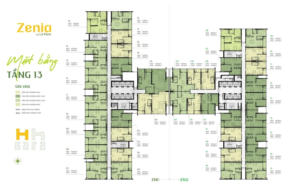 Mặt bằng Zenia tầng 13