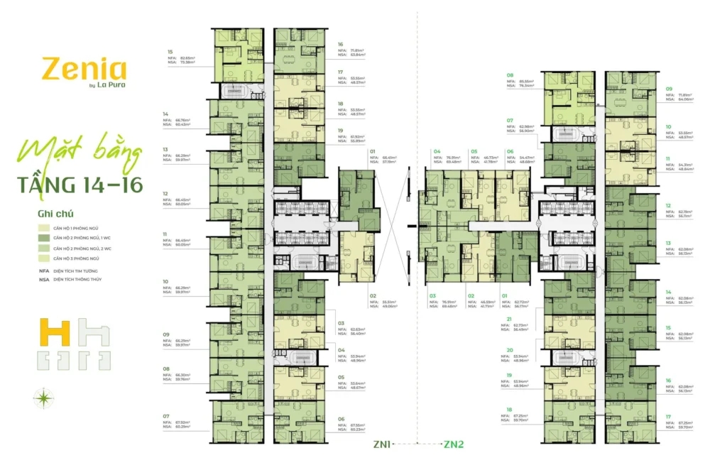 Mặt bằng Zenia tầng 14-16