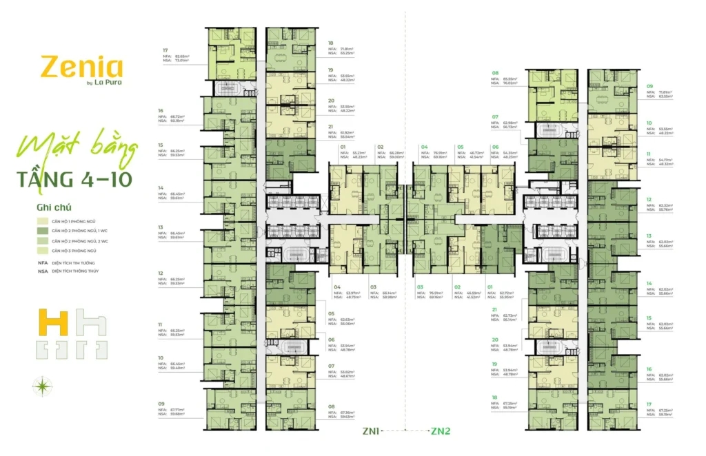 Mặt bằng Zenia tầng 4-10
